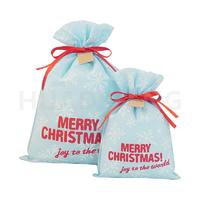 Light Blue Customized Christmas Gift Bag Non Woven Fabric