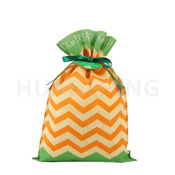 Orange Wave Pattern Halloween Non Woven Plastic Drawstring Bag