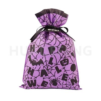 Purple Non Woven Halloween Drawstring Packing Gift Bag Custom Logo