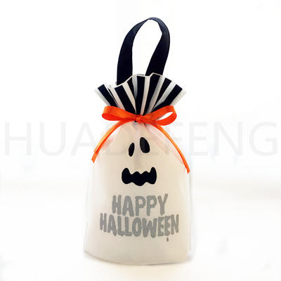 White Non Woven Halloween Handle Gift Packing Standing Up Pouch