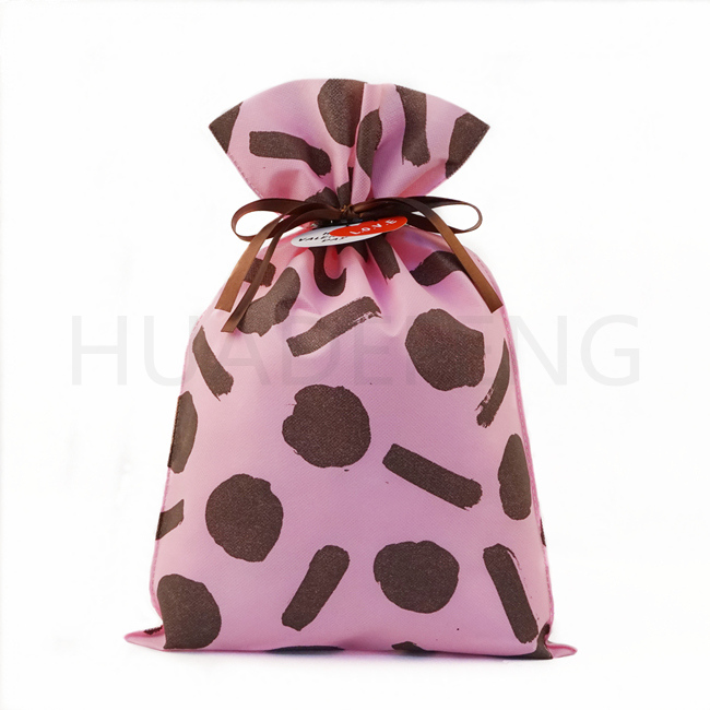 Pink Valentine's Day Drawstring Non Woven Bag Packaging Pouch Competitive Price
