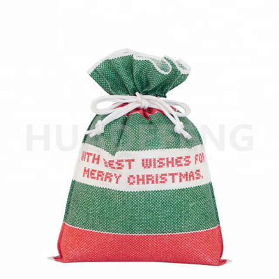 Christmas Bag Design Non Woven Hemp Riibon Packaging Sack Bags