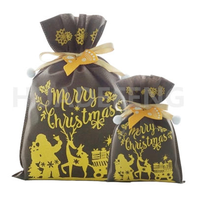 Custom Brown Non Woven Reusable Christmas Gift Bag With Personalized Logo